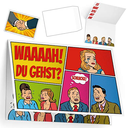 A4 XXL Abschiedskarte KOLLEGEN ABSCHIED mit Umschlag - lustige Klappkarte zur Rente Pension Jobwechsel Mutterschutz Ruhestand Karte von BREITENWERK