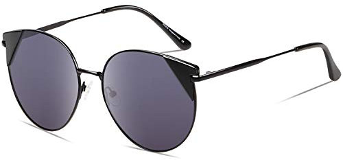 DUCO Vintage Katzenauge Polarisierte Retro Sonnenbrille für Frauen UV-Schutz W018 (Schwarz)