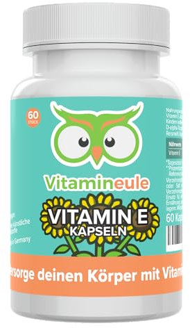 Vitamin E Kapseln - hochdosiert 100 mg (150 i.E.) Tocopherol - bioaktiv, pflanzlich & vegan - Produktion in Deutschland - laborgeprüft & ohne Zusatzstoffe - Kapseln statt Tropfen - Vitamineule®