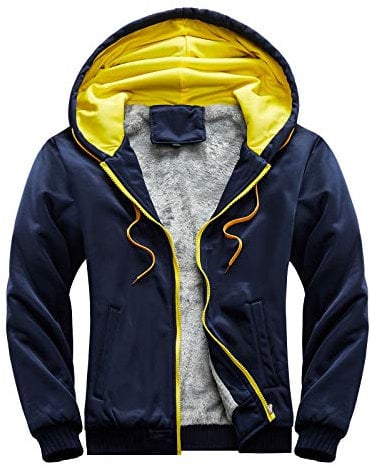 Xmiral Plüsch Futter Baseball Uniform Sportjacke Männer Reißverschluss Kapuzenmantel Winter Warme Hoodie Oberbekleidung(b-Dunkelblau,4XL)