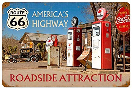 20 x 30 cm Metall-Blechschild, Americas Highway Route 66, Kunstschild, Heimdekoration für Café, Bar, Zimmer, Vintage-Dekor