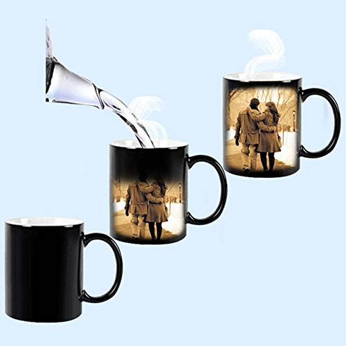 xcdsf Mug Magique Mug Magique Personnalisé avec Photo Personnalisable Mug de Café Thé Ceramique Changeante Couleur (Poignée ronde)