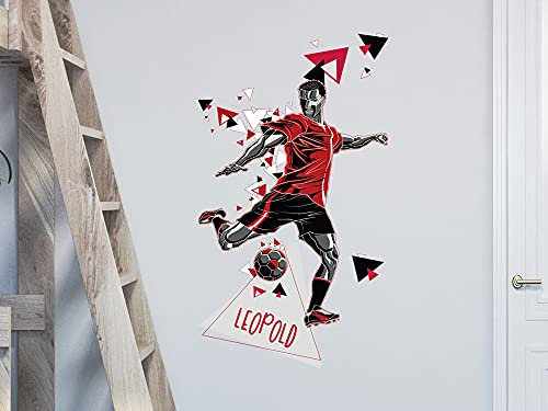 GRAZDesign Wandtattoo Fussball Fußballer personalisiert mit Name groß in vielen Farben für Kinderzimmer/Jungenzimmer / 53x30cm