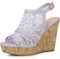 Allegra K Sandali da donna con zeppa in pizzo con tacco aperto, Fiore viola., 40 EU