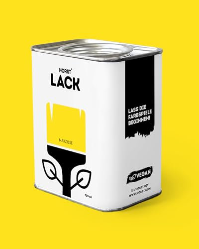 Horst Lack Narzisse matt 0,75L - Wetterfester Möbel-Lack für Holz, Metall & Kunststoff - Hohe Deckkraft - Geruchsneutral- Spritz- & Tropffrei - Vegan - Gelb
