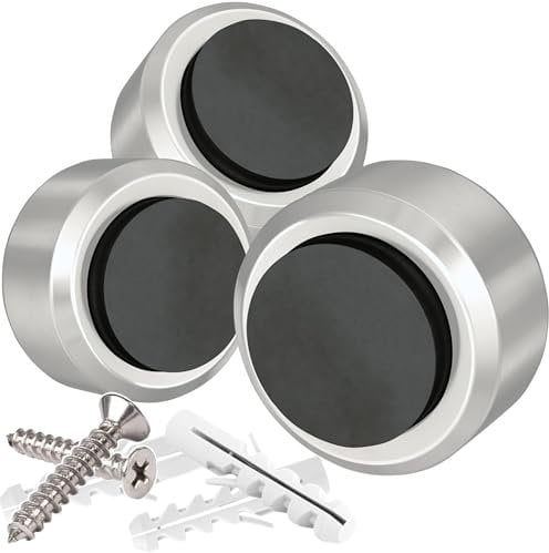 PLURI - Premium Türstopper Wand Edelstahl [3er Set] - GRATIS Befestigungsmaterial, Wand-Puffer Gummi-Puffer, Tür-Puffer, Door-Stopper Tür-Griff, Wand-Schutz Tür-Klinke, Wand-Stopper Wand-Montage