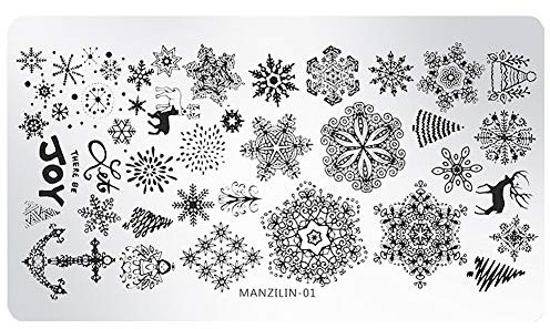 Nail Art Stamping Templates Kit Nagel Platte Schneeflocke Hirsch Weihnachtsbaum Bild Maniküre Druck Schablone Werkzeuge Für Weihnachten Winter