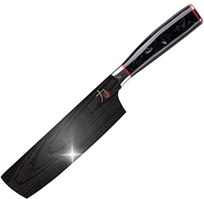 MasterPro Tetsu | Japanisches Küchenmesser Cleaver 17,5 cm | Geeignet zum Schneiden von Rohem Fleisch und Knochen | Professionelle Küche | Stabilisiert, Gewichtet und Titanbeschichtet
