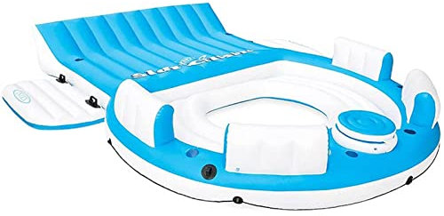 MVDECOR Isla de relajación de 12 pies Adultos Niños - Cama Flotante Pool Lounge - Plataforma de Fiesta Flotador Inflable de Verano para Piscina, Lago, río para 7 Personas