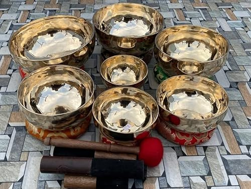Juego de cuencos tibetanos para curación de chakras, juego de 7 cuencos tibetanos de siete notas y juego de chakras