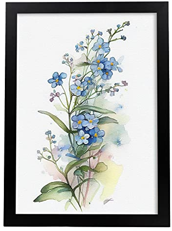 Nacnic Vergissmeinnicht 1 Poster im nordischen Stil. Botanik Illustrationen mit Blumen und Pflanzen im Wasserfarbe. Innenarchitektur und Dekoration. A3.