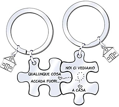JRZDFXS Unisex Portachiavi Ci vediamo a Casa per Coppia in Acciaio Inox Ciondolo Casa Casetta Carina Chiavi regalo di inaugurazione della casa per moglie marito (1)
