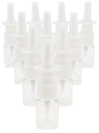 MISETA 10 Square Plastic Empty Refillable Nasal Spray Bottle Sprayer Container 10ml - Clear