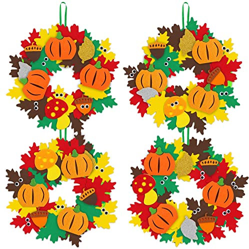 Benjia Set di 4 fai da te Decorazioni in Feltro Ghirlande Autunnali per bambini, Autunno Attività Artigianali Creative Decorazione Appesa in Corona Autunno per Autunnale Halloween Casa Porta Finestra