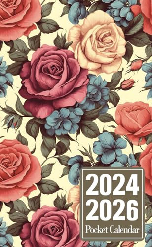 2024-2026 Pocket Calendar: 3 Year Monthly Planner for Purse from January 2024 to December 2026, Flower Cover.