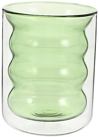COHEALI Doppelwandiges Caterpillar-glas Biergläser Kaffeebecher Kaffeetassen Gerippte Glaswaren Eistee-tassen Lesezeichen Rubbel Glasbecher Kaffeegläser Kind Doppelschicht Trinkbecher