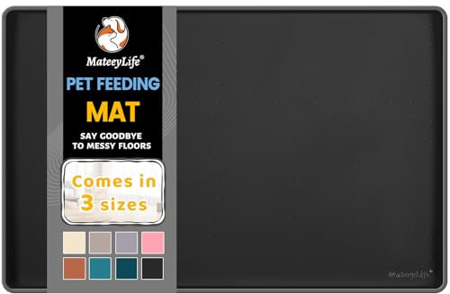 MateeyLife Napfunterlage Hund Groß, Futtermatte Katzen, Silikonmatte Hundenapf Kleine Hunde, Silikon Hundenapf Unterlage, rutschfeste Unterlage Katzennapf, Katzen Futternapf Matte, 60 x 40 cm