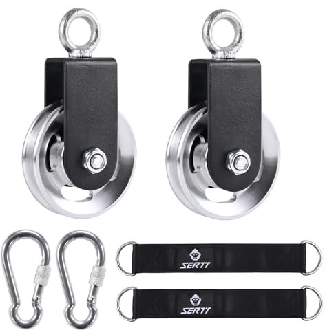 SERTT [2 Pack] Cable Pulley Wheel for Home Gym Pulley System, Upgraded 90mm Aluminium Alloy Gym Pulley for Maximum 660LBS Load