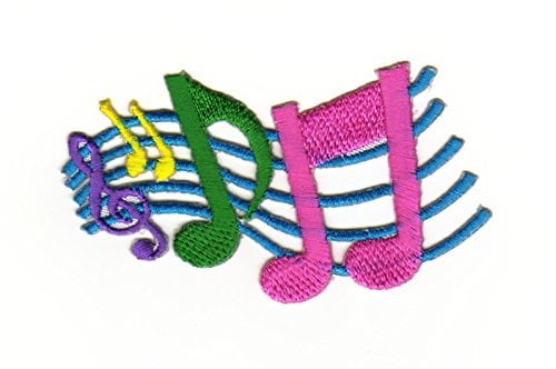 Music Notes Colourful Iron-On Patch Iron-On Patch Musical Notes Patch Size 7.4 x 5.0 cm