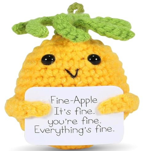 Emotional Support Pineapple, Gifts for Women,3.15 Inch Positive Pineapple Handmade Cute Knitted Crochet Doll,Good Luck Charm,Funny Leaving Gifts for Colleague Friend Women Men