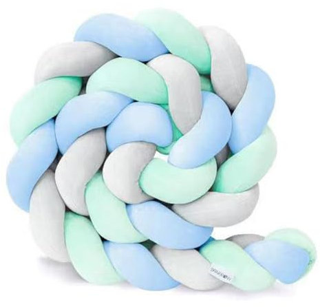 Bettschlange Geflochten 3.5m, 3 Strands Bettschlange Baby - Geflochten Bettumrandung Bettrolle Kopfschutz Kissen Baumwolle Knotenkissen Weiches Bequem Stillkissen Zierkissen Sofakissen(J,3.5m)