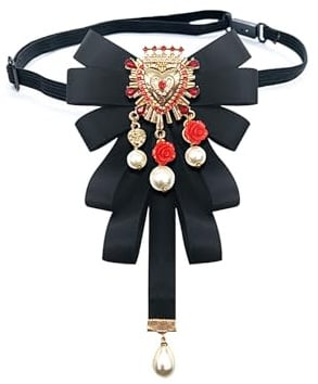Hoshisea Perle Bogen fliege, Damen Elegante Fliege, Vorgebundene Abschlussfliege, Arbeitskrawatte, Kleidung