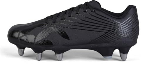 Canterbury Stamped Grndbrk Team, Botas Unisex Adulto, Negro/Metálico Plateado, 44.5 EU