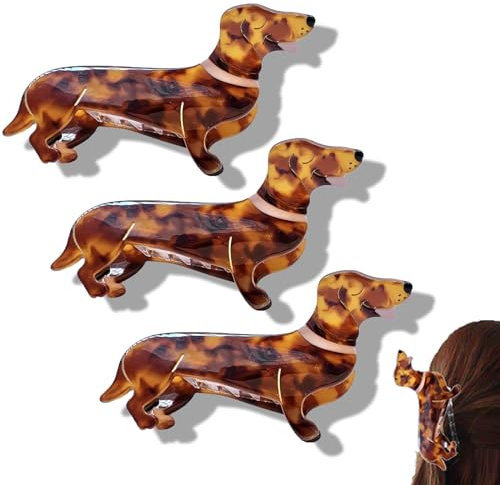 Dackel Haarklammer, Haarklammer Hund Dackel, Haarspangen In Tierform, Rutschfeste Haarklammern, Haarspangen Damen Und Haarspangen Mädchen, Niedlicher Pferdeschwanz-Halter Für Mädchen-A||3PCS