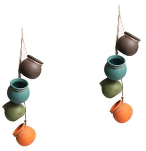 Mipcase Lot De 2 Pots De Fleurs Muraux en Céramique 4 Supports De Plafond pour Bonsaï pour Décoration Intérieure 4 Pièces X 2