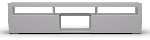 blumfeldt Soporte TV Pie, Mueble TV Moderno de 150 cm para Salón con LED Multicolor, Soporte Pie TV Universal, Mueble TV Mesa con Espacio de Almacenamiento, Mueble Grande para Habitación