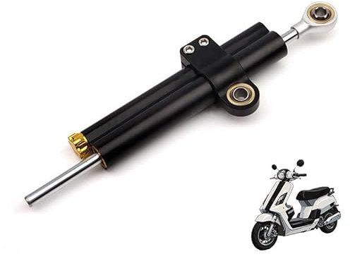 JUZELY Lenkungsdämpfer Motorrad Stabilisator für Piaggio Vespa GTS GTV 250 300, Motorrad Einstellbare Stabilisatoren Lenkungsdämpfer aus Aluminium Motorradzubehör Stoßdämpfer,Black-A