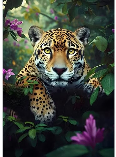 DPIDEA Diamond Painting Gepard, 5D Diamant Painting Gepard Diamond Painting Bilder für Erwachsene, DIY Diamant Malerei Runde Steine für Zuhause Dekor 30x40 cm