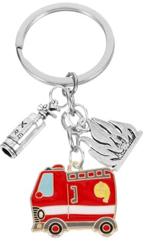 COSMEVIVI Metal Feuerwehrmann Schlüsselanhänger Feuerwehrauto Anhänger Schlüsselring Charm Leichtes Stilvolles Geschenk Für Feuerwehrmann Und Tasche Praktischer Schlüsselhalter Feuerwehr