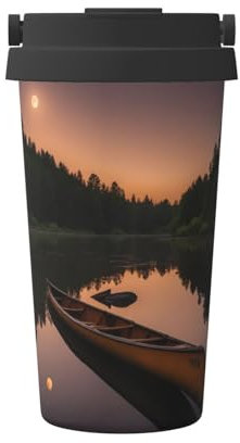 Moonlit Canoe Allagash River Print - Taza de viaje versátil de acero inoxidable para bebidas frías y calientes, oficina, viajes al aire libre