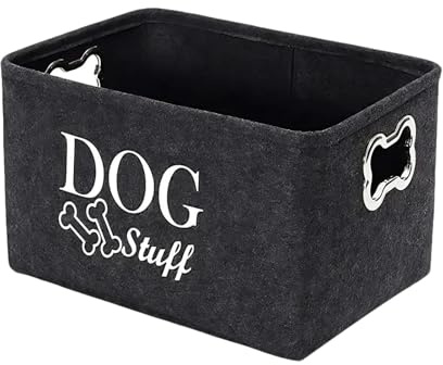 Hundespielzeugkorb – 38 x 27 x 25 cm Filzstoff-Aufbewahrungsbox für Hundespielzeug | Tragbarer Aufbewahrungsbehälter für Hundespielzeug mit Griff | Dekorativer Korb zur Aufbewahrung von Haustierspielz