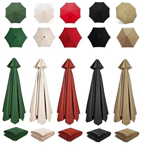Housse de parasol de jardin imperméable de rechange pour parasol déporté (kaki 2 m/6 baleines)