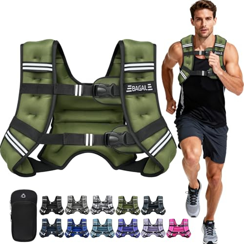 BAGAIL Gewichtsweste für Krafttraining, Brustgröße Verstellbar, Praktische Tasche, mit Eisensand Gefüllte Gewichtsweste, Ideal für Fitnessstudio-Workouts, Yoga-Training und Aerobic-Übungen