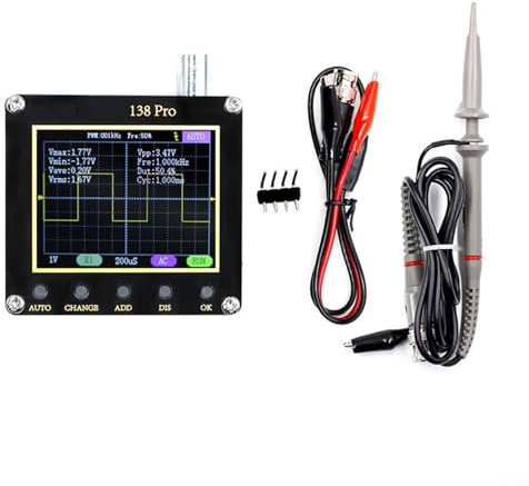 Zilimontt 138Pro Portable Digital Oscilloscope Kit, Mini Handheld Digital Oscilloscope Kit, with 2.4 TFT Display 200KHz Bandwidth 2.5MS/S Sample Rate PWM Output For Home Appliance Repair(B)