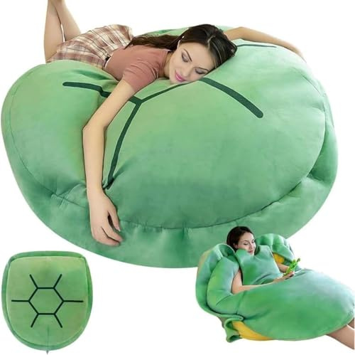 GFFTYX Multifunctional Giant Wearable Turtle Shell Pillow, Adult Wearable Big Turtle Shell Pillow Weighted Pillow, Green Wearable Anxiety Turtle Shell Body Pillow(160cm)