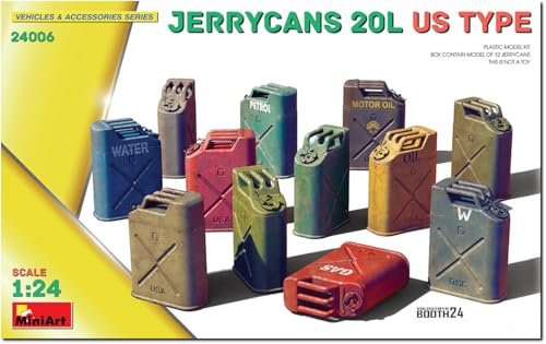 MiniArt 24006 1:24 US Kanister 20 Liter - originalgetreue Nachbildung, Modellbau, Plastik Bausatz, Basteln, Hobby, Kleben, Modellbausatz, Zusammenbauen