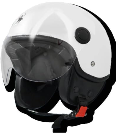 Casco Demi Jet Rodeo Drive, Bianco, con Visiera ECE2206, Stile Classico (M)