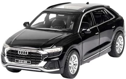 YRXIAO Modellbausatz Auto 1 32 Maßstab Modell Für Audi Q8 SUV Sound Und Licht Pull Back Legierung Spielzeug Auto Modell Spielzeug Für Wohndekorationen(Schwarz)