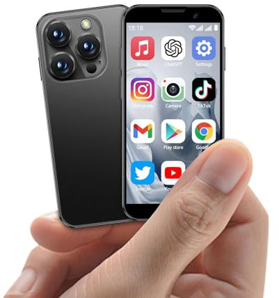 BLKE Max Smartphone Mini con Pantalla HD de 3,0 Pulgadas, teléfono Mini Desbloqueado, cámara de 5 megapíxeles, reconocimiento Facial, GPRS, Tarjeta TF y un Cuerpo Ultra Delgado, niños (Negro, 2, GB)