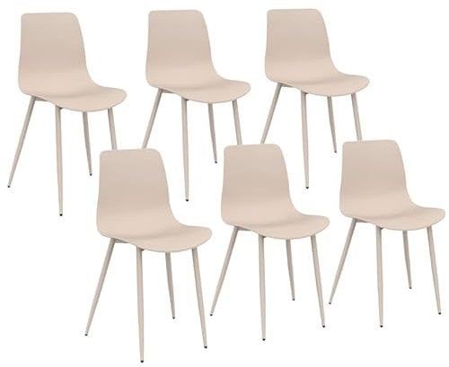 IDMarket - Lot de 6 chaises Kiara Beige avec Pieds en métal