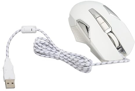 RVB Gaming Mouse, Réglable DPI Niveaux de Conception Ergonomique Plug et Play Wired Gaming Mouse pour PC (White)