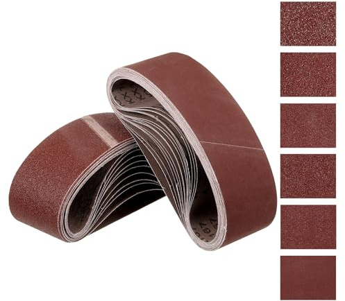 Kozelo 18 Pcs Sanding Belts 76mm x 533mm 60/80/120/180/240/400 Grit | Aluminum Oxide Abrasive Belt Sander Paper for Belt Sander Metal Grinding Wood Working and Weld Rust Removal