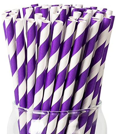 PakTalk Pailles en Papier Violet Foncé, 100 pièces, Halloween Party Paille | Jetables, Pour pique-nique en forêt, Journée à la plage, Festival en plein air
