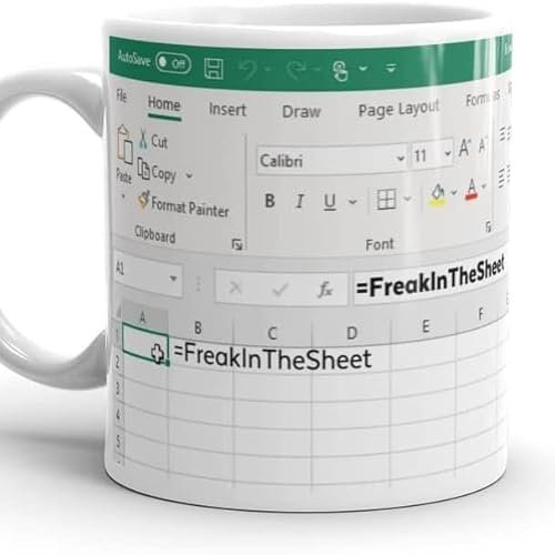 Funny Ceramic Coffee Mug - Freak in The Sheet Excel Formula - Office Gift for Excel Lovers - 350ml, 8.2x9.5cm