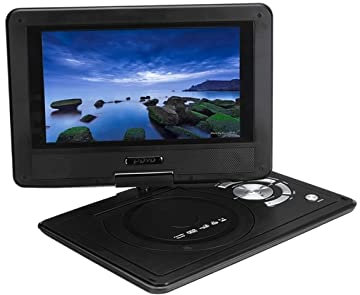 MKHFP Reproductor de DVD de Viaje, 9 Pulgadas HD TV Reproductor de DVD portátil 16:9 Pantalla LCD Juego de CD Reproductor de TV Adaptador de Radio USB Reproductores de DVD