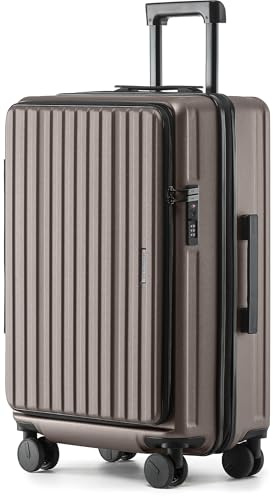 Münicase Reisekoffer L 65 cm, Top-Öffnung, TSA, Coffee | Tiefes Hauptfach, Erweiterbar, Kompressionsgurt, Doppelrollen, Außenmaße 65 × 46 × 28 cm